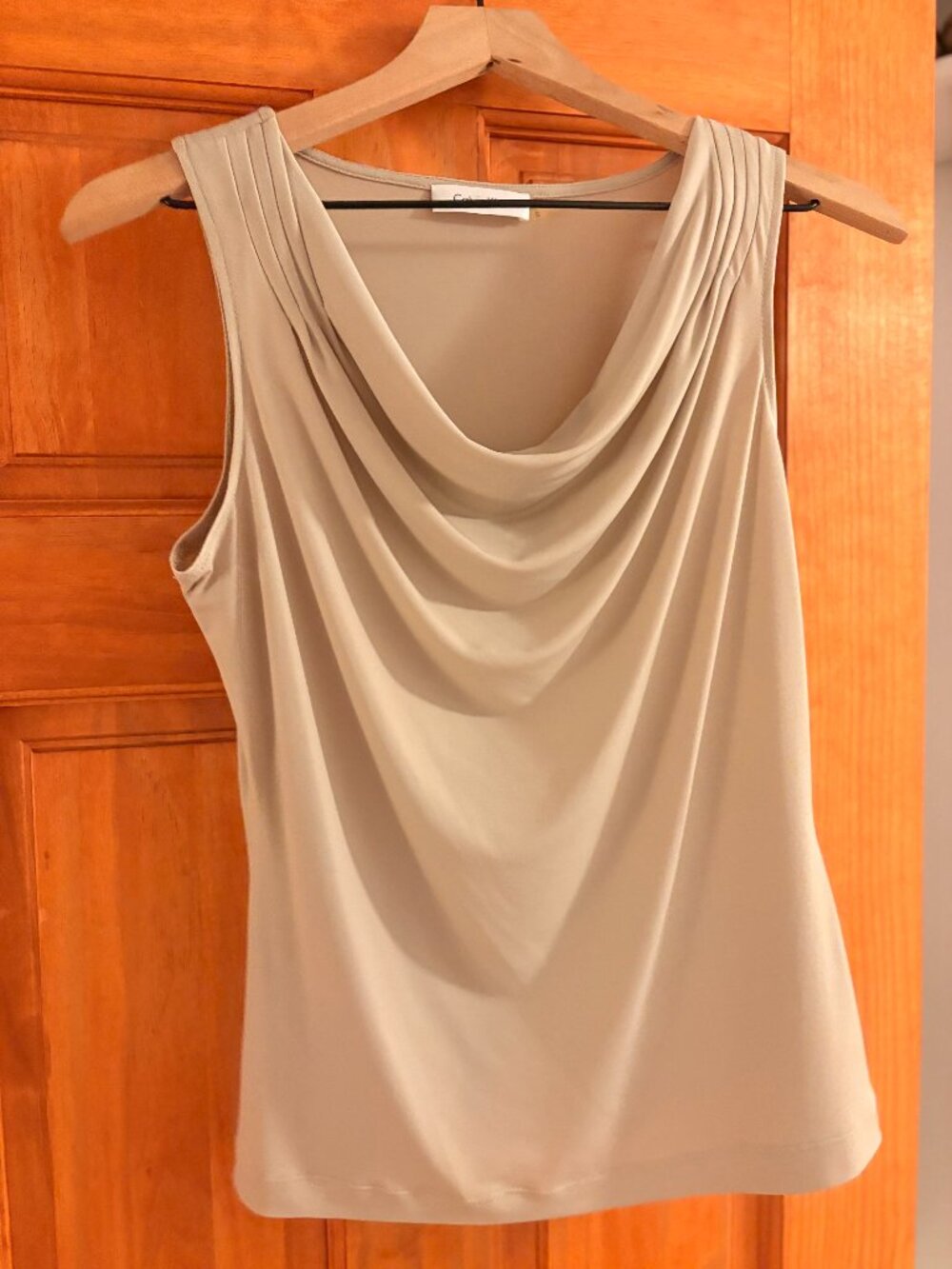 Calvin Klein Cowl Neck Light Brown Top Sz S